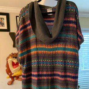 Multi-Striped Cowl Neck Short Sleeve Tunic Sweater from Old Navy 3X/VGUC